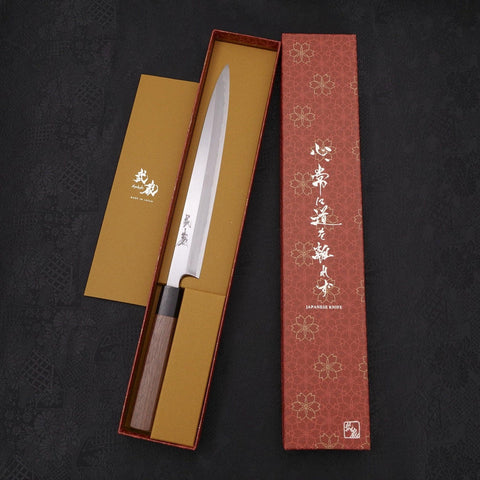 Yanagiba Blue steel #2 Kasumi Walnut Handle 240mm-Blue steel #2-Kasumi-Japanese Handle-[Musashi]-[Japanese-Kitchen-Knives]