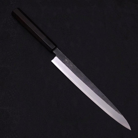 Yanagiba Blue steel #2 Kurouchi Buffalo Ebony Handle 240mm-Blue steel #2-Kurouchi-Japanese Handle-[Musashi]-[Japanese-Kitchen-Knives]