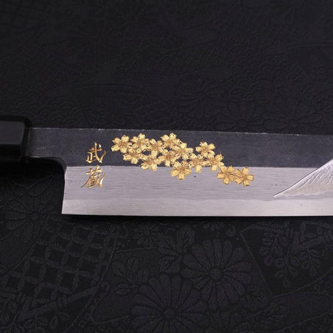 Yanagiba Blue steel #2 Kurouchi Chokin Sakura-Fuji Buffalo Ebony Handle 270mm-[Musashi]-[Japanese-Kitchen-Knives]