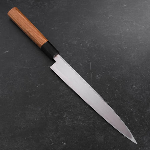 Yanagiba Left Hand AUS-10 Polished Buffalo Teak Handle 240mm-[Musashi]-[Japanese-Kitchen-Knives]