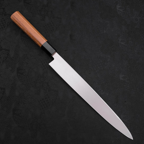 Yanagiba Left Hand AUS-10 Polished Buffalo Teak Handle 270mm-[Musashi]-[Japanese-Kitchen-Knives]