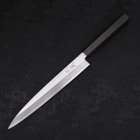 Yanagiba Left Hand AUS-10 Polished Ebony Handle 240mm-AUS-10-Polished-Japanese Handle-[Musashi]-[Japanese-Kitchen-Knives]