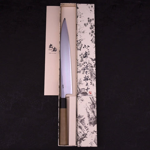 Yanagiba Left Hand White steel #1 Buffalo Magnolia Handle 270mm-White steel #1-Japanese Handle-[Musashi]-[Japanese-Kitchen-Knives]