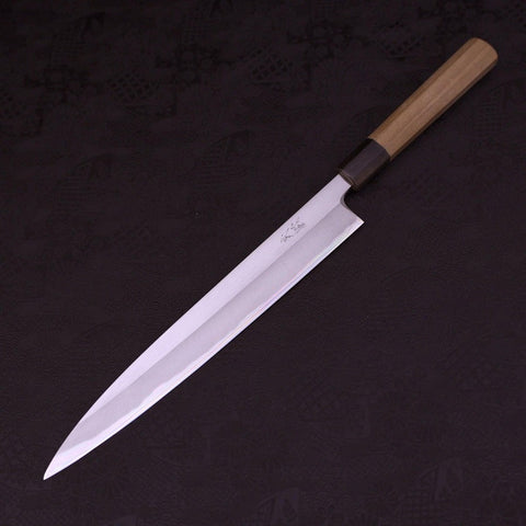 Yanagiba Left Hand White steel #1 Buffalo Magnolia Handle 270mm-White steel #1-Japanese Handle-[Musashi]-[Japanese-Kitchen-Knives]