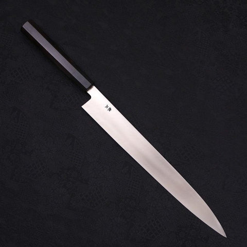 Yanagiba Left -hand Silver Steel #3 Kasumi Buffalo Ebony Handle 300mm-Silver steel #3-Kasumi-Japanese Handle-[Musashi]-[Japanese-Kitchen-Knives]