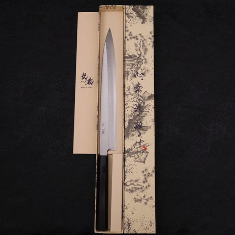 Yanagiba Silver Steel #3 Kasumi Buffalo Ebony Handle 270mm-Silver steel #3-Polished-Japanese Handle-[Musashi]-[Japanese-Kitchen-Knives]