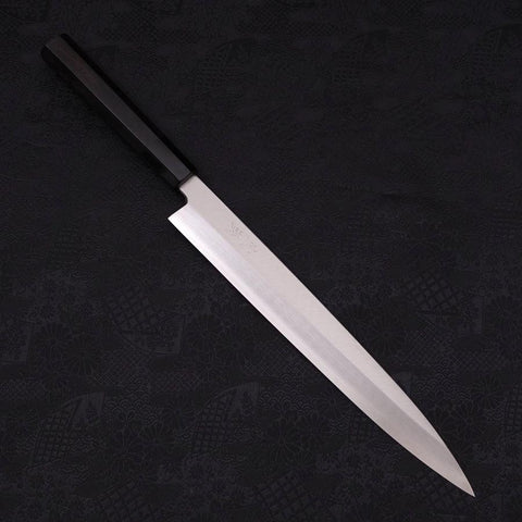 Yanagiba Silver Steel #3 Kasumi Buffalo Ebony Handle 270mm-Silver steel #3-Polished-Japanese Handle-[Musashi]-[Japanese-Kitchen-Knives]