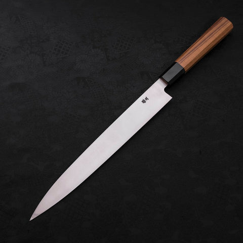 Yanagiba Silver Steel #3 Kasumi Buffalo Teak Handle 270mm-Silver steel #3-Polished-Japanese Handle-[Musashi]-[Japanese-Kitchen-Knives]