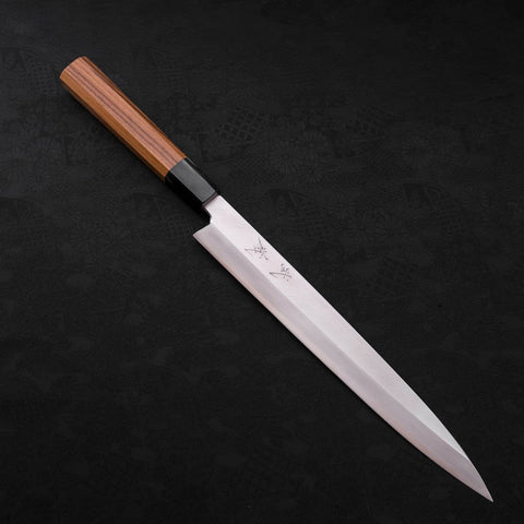 Yanagiba Silver Steel #3 Kasumi Buffalo Teak Handle 270mm-Silver steel #3-Polished-Japanese Handle-[Musashi]-[Japanese-Kitchen-Knives]