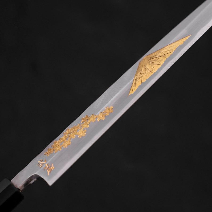 柳刃 片刃 白紙2号 霞 桜 富士 黒檀水牛柄 240mm – MUSASHI