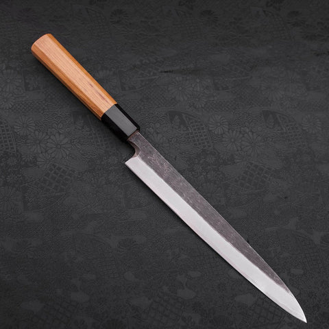 Yanagiba White steel #2 Kurouchi Buffalo Teak Handle 225mm-White steel #2-Kurouchi-Japanese Handle-[Musashi]-[Japanese-Kitchen-Knives]