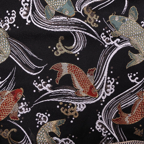 Musashi Japanese Style Kitchen Knife Roll Black Koi 1 Pocket Handmade-[Musashi]-[Japanese-Kitchen-Knives]