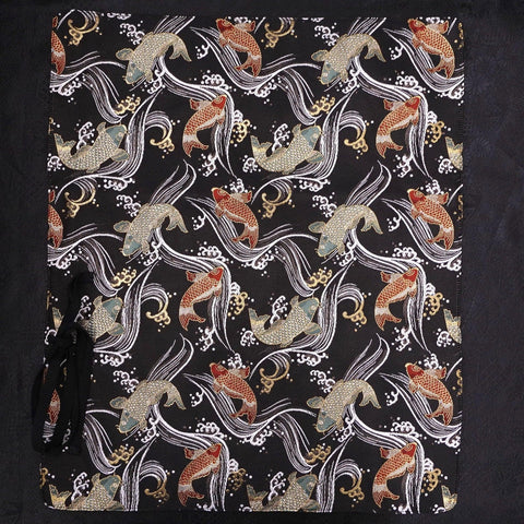 Musashi Japanese Style Kitchen Knife Roll Koi-Black 4 Pockets Handmade-[Musashi]-[Japanese-Kitchen-Knives]