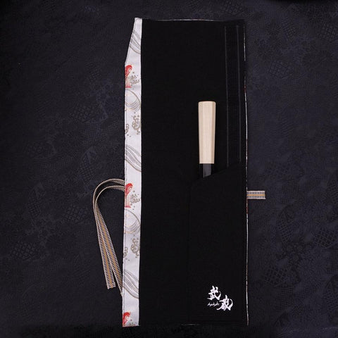 Musashi Japanese Style Kitchen Knife Roll White Koi 1 Pocket Handmade-[Musashi]-[Japanese-Kitchen-Knives]